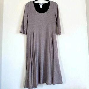 Robbie bee ribbed 3/4 sleeve brown lined midi dress size XL